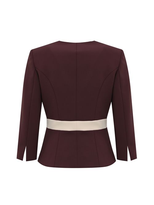 Giacca color-block in doppio crepe Merlot/Milk Elisabetta Franchi | GIT0156E2EH8